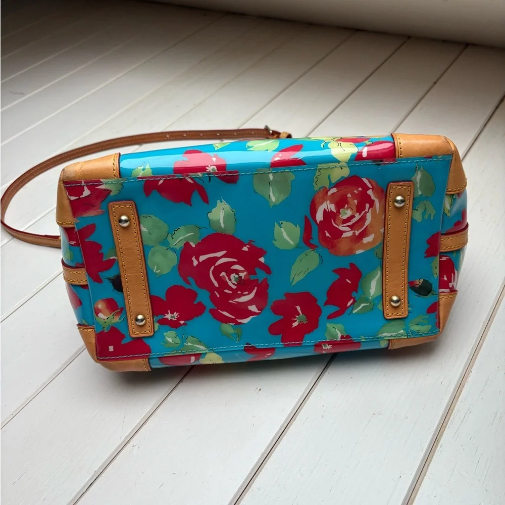 Dooney & Bourke Blue Floral Satchel Handbag - Picture 16 of 17